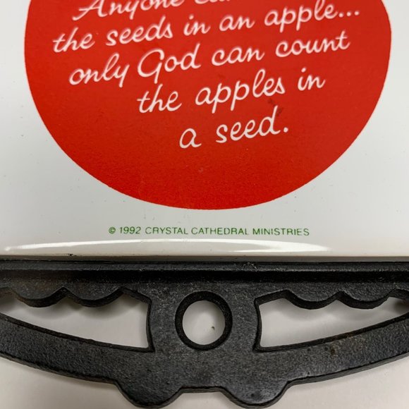 Vintage Tile Trivet Metal Wall Hanger Apple Decor Apple Seed God Faith Quote - Picture 2 of 5